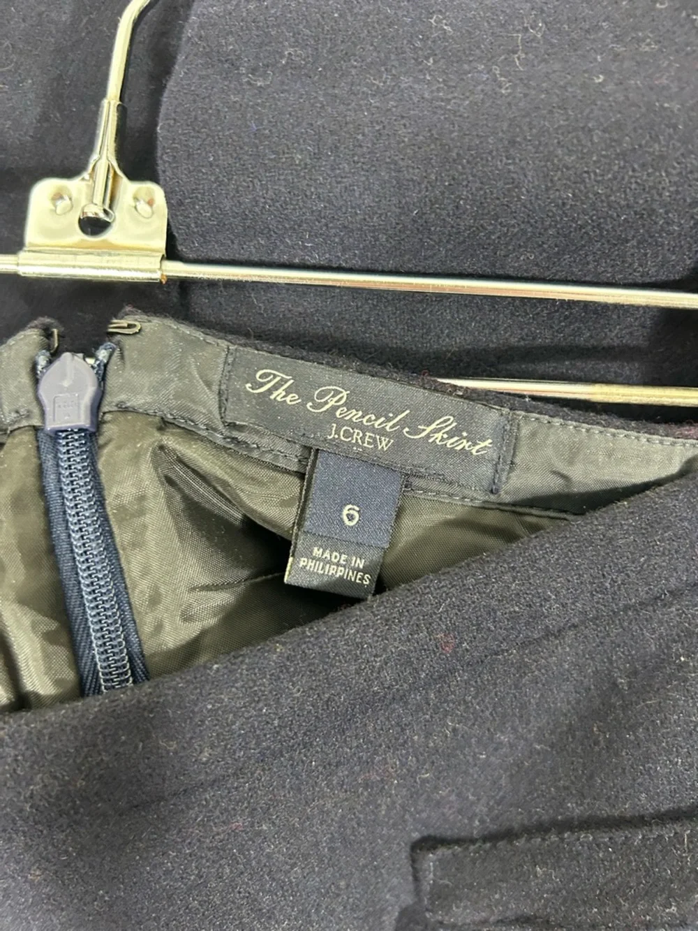 J.Crew Navy Patch-Pocket Wool The‎ Pencil Skirt Size 6